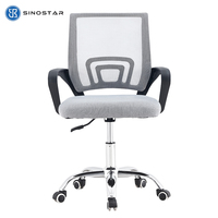 Chaise de bureau exécutive moderne et confortable en maille, pivotante et réglable, avec base en acier inoxydable, chaise ergonomique pour ordinateur et bureau à domicile