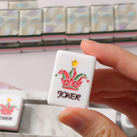 Jeu de Mahjong américain blanc nacré, 160 tuiles en acrylique opale, tuiles de Mahjong rose et vert multicouche, jeu de table de luxe