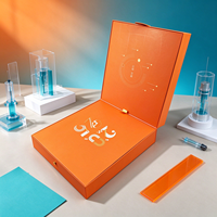 Boîte cadeau d'affaires orange écologique personnalisée, boîte rigide de luxe à double ouverture, fermeture magnétique, impression UV, logo, plateau intérieur, ensemble de cartes