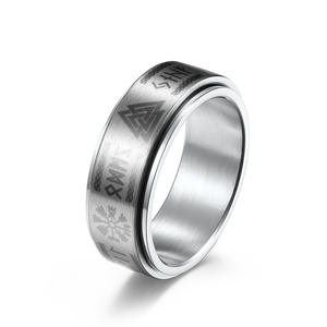 Anillo Giratorio de Acero Inoxidable 316L con Texto Vikingo Nórdico que No se Destiñe, Anillo de Pareja con Runas para Aliviar el Estrés, Joyería para Regalo de Festividades - Product Image 4