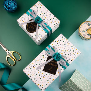 Alta calidad, venta al por mayor, 80g, cumpleaños, papel brillante de lujo, tacto suave, patrones elegantes, embalaje, rollo de papel de regalo - Product Image 6