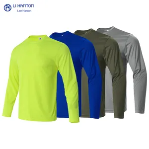 Offerta Estiva: T-Shirt Larga <span class=keywords><strong>a</strong></span> <span class=keywords><strong>Maniche</strong></span> <span class=keywords><strong>Corte</strong></span> da Uomo Hanton, Maglia Traspirante ad Asciugatura Rapida, Abbigliamento Sportivo in Maglia, Tinta Unita, Vendita all'Ingrosso - Product Image 5