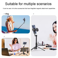 360 °   Penyangga Tripod Tongsis Ponsel Magnetik Aluminium yang Dapat Diputar untuk iPhone 17 16 15 14 13 12 Vlog Siaran Langsung