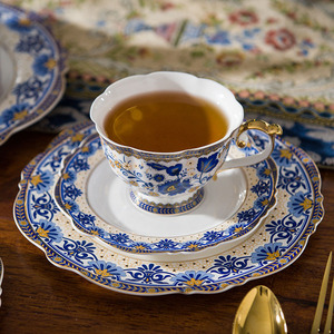 Blue and White Ceramic Afternoon Tea <b>Cup</b> Saucer British Bone China Coffee <b>Cup</b> <b>Set</b> European Home Tea <b>Set</b> - Product Image 4