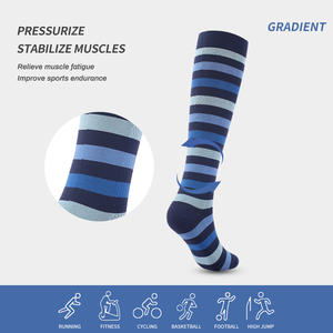 Calcetines de Compresión a Rayas hasta la Rodilla, 80% Nailon, Calcetines Deportivos Casuales para Jóvenes, para Ciclismo - Product Image 5
