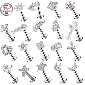 Pendientes de Titanio ASTM-F136 con Zirconia Freya para <span class=keywords><strong>Piercing</strong></span> Tragus, Helix, Daith, Lóbulo, Labret, Oreja, <span class=keywords><strong>Labio</strong></span>, Joyería para <span class=keywords><strong>Piercing</strong></span> - Product Image 1