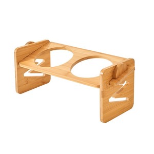 Adjustable Wooden Pet <b>Bowl</b> <b>Stand</b> With Double Stainless Steel <b>Bowls</b> Elevated Feeding Rack For Cats And <b>Dogs</b> - Product Image 5