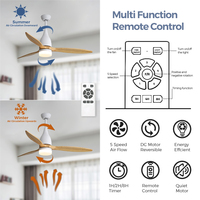 Ventilateur de plafond décoratif au design moderne, 52 pouces, avec lumière, pour salon, économie d'énergie