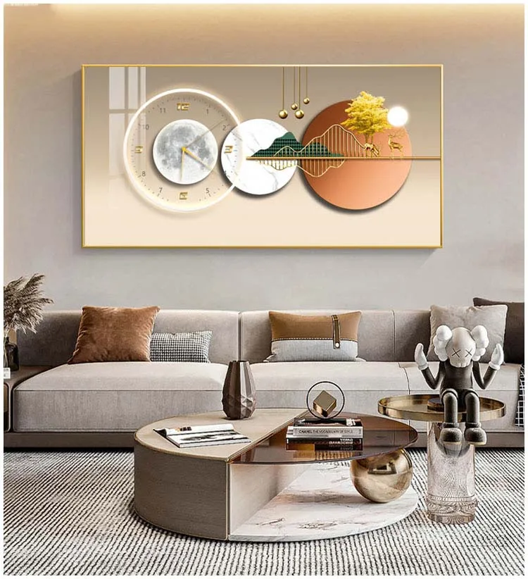 Luxury Modern Canvas Wall Art Clock Large Silent Non Ticking Quartz Watch Painting Home Decor Living Room Wall Decoration