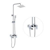 Ensemble de robinets de bain-douche à effet pluie chromés de style moderne Laiton de luxe et acier inoxydable Surface polie Motif de jet de pluie