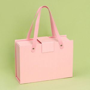 Luxury <b>Black</b> Collapsible Wig Hat Clothing Gift Box Folding Magnetic Closure with Ribbon Handle Custom Logo for Packaging - Product Image 6