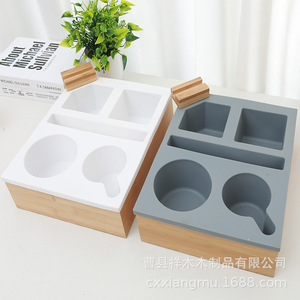 Caja de almacenamiento de silicona suave para escritorio de madera, 29,6x24,6x7,5 cm, con compartimentos para organización de escritorio de oficina - Product Image 2