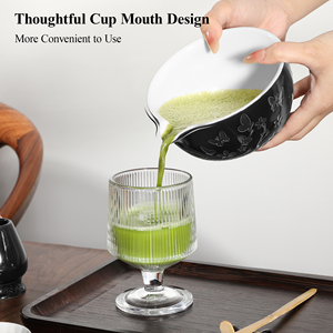 Ensemble de matcha traditionnel japonais - Ensemble de thé matcha 7 pièces - Bol gravé - Fouet à main en bambou - Motif papillon - Céramique matcha - Product Image 4
