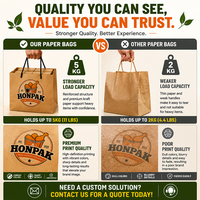 Sacs shopping brun naturel avec poignées en ruban noir pour l'emballage de vêtements HONPAK