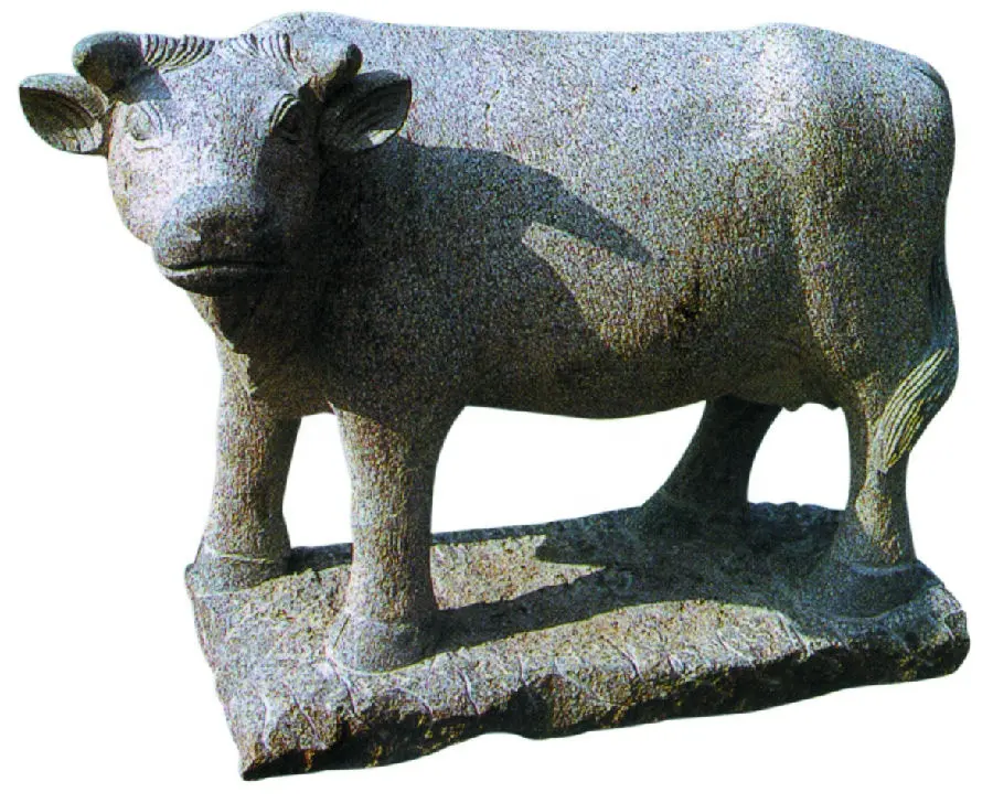 Statua della scultura delle figure della mucca e del polpaccio animale di marmo intagliato a mano naturale bianco