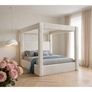 Juego de Cama con Dosel de Cuatro Postes y Cabecera de Espuma de Alta Densidad con Marco de Madera Maciza, <span class=keywords><strong>Muebles</strong></span> de Dormitorio, Venta al por Mayor de <span class=keywords><strong>Fábrica</strong></span> PZCN HOME 2025 - Product Image 4