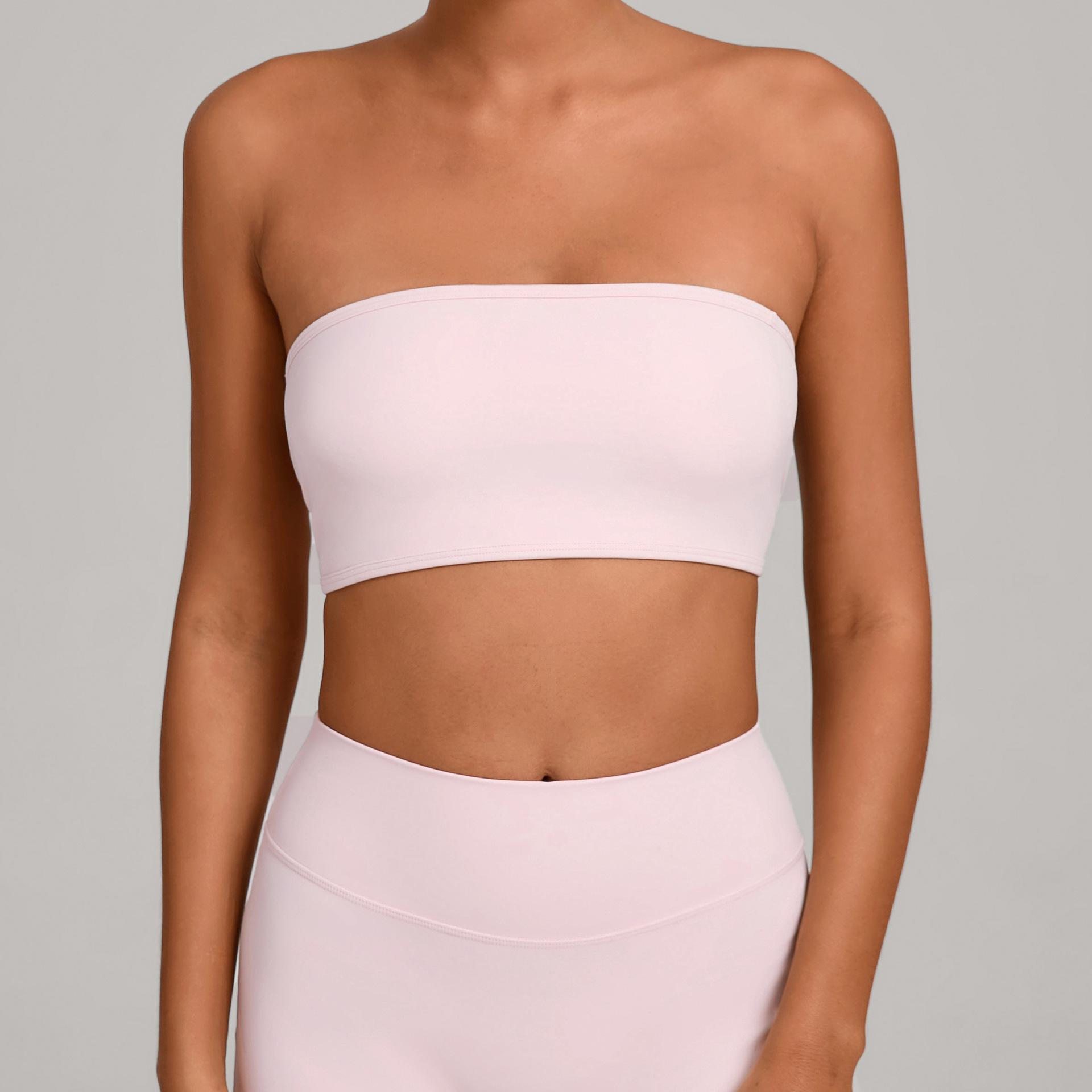 Women's Quick-Dry Workout Tank Top with Non-Slip Yoga Built-in Sports Bra Four-Way Stretch Rude Gym Bra Strapless Bustier Bra