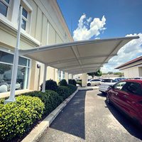 Membrana Tensada para Techo de Acero, Duradera e Impermeable, de PVDF y PTFE, Personalizable, Carpa para 3 Autos, Toldo para Estacionamiento