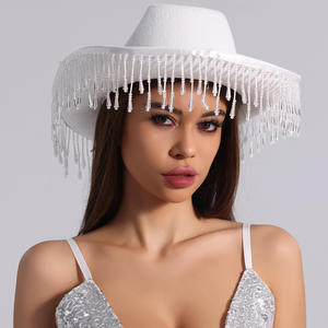 Sombrero de copa de soltero occidental con borla de diamantes de imitación sombrero de vaquera para mujer Cosplay despedida de soltera pesca deportes al aire libre viajes - Product Image 3