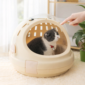 Lit <span class=keywords><strong>pour</strong></span> chat semi-fermé portable en forme de capsule spatiale avec conception thermique épaissie, abri d'hiver privé <span class=keywords><strong>pour</strong></span> chats à poils longs - Product Image 1