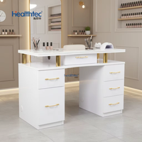 Table à ongles professionnelle de luxe avec plateau en marbre, taille personnalisée, résistante à l'acétone, bureau de manucure