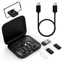 Kabel Data Multifungsi 60W 3A USB-C/Micro USB Konektor Putar 180 Derajat Selubung TPE Ramah Lingkungan Pengisian Cepat 6-in-1