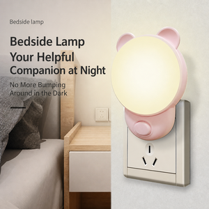 Lámpara de Noche Pequeña con Interruptor Coria ABS Estándar Europeo, Enchufe Redondo, Lámpara de Cabecera con Control de Botón para - Product Image 1
