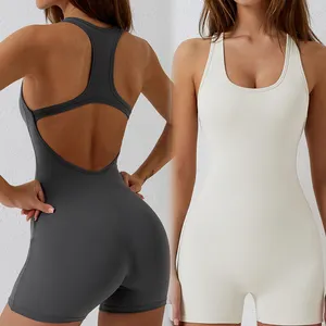 Wholesale Brazilian Workout Racerback Short Jumpsuit For Woman Sports Jumpsuit With Bra