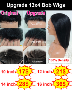 Promoción de $17 de descuento en pelucas bob lisas con frontal de encaje 13x4 de 10 a 16 pulgadas, pelucas de cabello humano 100% de buena calidad con frontal de encaje mejorado - Product Image 4
