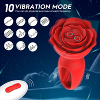 Vibrador con Forma de Flor de Rosa, Control Remoto Inalámbrico, Estimulador de Punto G, Masajeador Anal, Juguetes Sexuales para Adultos para Hombres