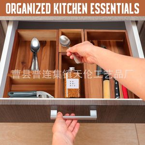 Cross-border wooden drawer-style <b>storage</b> box for <b>kitchen</b> countertops, tableware organizers, compartmentalized <b>storage</b> <b>boxes</b> for - Product Image 2