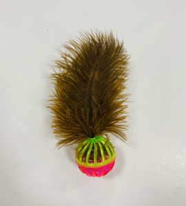 Venta al por mayor precio barato colorido hadas plumas de ganso cola palo mascota juguete interactivo interior teaser varita piel pluma juguete - Product Image 4
