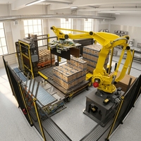 Robot industriel pour sacs de boissons de 25 kg et 50 kg, pour cartons, sacs d'aliments pour animaux, ligne de palettisation et d'empilage FANUC, palettiseur robotisé