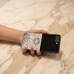 Étui de luxe en cuir effet peau de serpent pour Samsung Galaxy Z Flip 8 7 6 5, texture python exotique, avec anneau de maintien, protection antichoc - Product Image 4