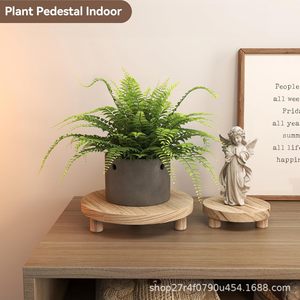 Soporte redondo de madera para macetas, estante multifuncional para exhibir plantas, para sala de estar, tipo de pie - Product Image 2