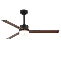 Ventilador de Techo Moderno Decorativo de 5 Aspas con Motor DC, 7 Velocidades, Luz LED Regulable AC/DC de 35W/15W, Control Remoto, Silencioso, de Plástico