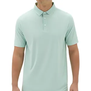 2024新しいゴルフウェアボタンメンズポロシャツ、刺繍ロゴ付きカスタムポロTシャツコットンパフォーマンスゴルフポロ男性用