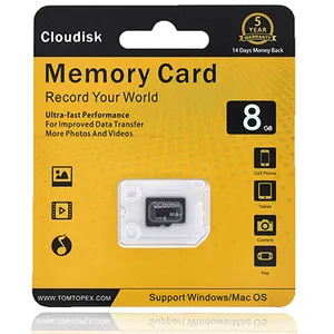 5 חבילה סיטונאי מחיר מיקרו SD כרטיס 128MB 256MB 512MB 1GB 2GB 4GB 8GB 16GB 32GB 64GB 128GB 512GB זיכרון כרטיס עם חבילת שלפוחית