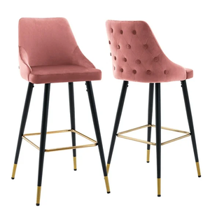 Taburete de Bar Moderno y Lujoso con Reposabrazos de Terciopelo, Patas de Metal Bicolor Negro y Dorado, Silla de Barra para Hogar, Restaurante, Hotel, Apartamento - Product Image 1