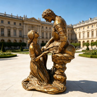 Sculpture de chevalier et de dame en bronze de style réaliste personnalisable pour cour, statue de l'amour