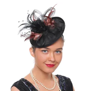 Bandeaux de luxe en plumes et fleurs Fascinators Kentucky Derby Hats Tea Party Hairband's Hat for Women Bridal Wedding