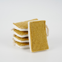 Éponge à vaisselle en coton avec boucle de suspension, sans colle, cousue, écologique, pour le nettoyage des ustensiles de cuisine et de la salle de bain