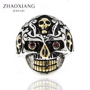 Bagues Hip Hop Crâne et Squelette pour Hommes, Bijoux Authentiques en Acier Inoxydable, Vente en Gros - Product Image 2