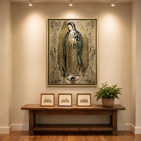 Art mural Notre-Dame de Guadalupe, impression encadrée de la Vierge Marie, cadre en aluminium doré mat, or rose vintage, décoration catholique