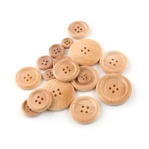 Production Wholesale Customized Brand Name Custom Natural Wood Buttons Wooden Garment Custom Wood Buttons