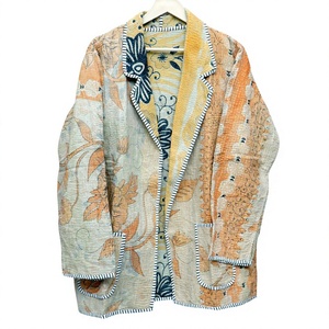Chaqueta Reversible Acolchada Kantha Hecha a Mano, Unisex, con Cuello Mandarín, Estilo Japonés, Abrigo de Invierno de Algodón, Prenda Exterior Vintage de Corte Regular - Product Image 1