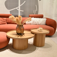 Ensemble de Tables Basses Rondes et Modernes Scandinaves en Bois pour Salon
