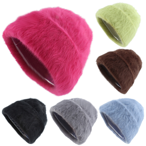 Gorro de Punto de Felpa con Logotipo Personalizado, Impresión Digital a Mano con Pelo de Conejo, Cálido para Invierno, de Viaje, Unisex - Product Image 1