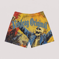 Shorts en laine imprimés sur mesure pour hommes VENLEAG, taille haute élastique, longueur genou, motif vintage crâne, squelette, boxe, astronaute, lettres