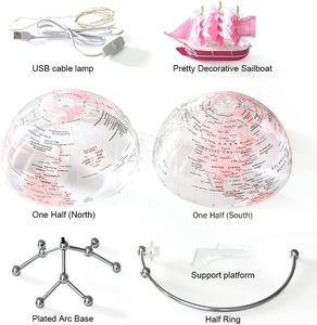 Globo terráqueo transparente de 8 pulgadas al por mayor, mapa decorativo iluminado del mundo para decoración de hogar y oficina - Product Image 3